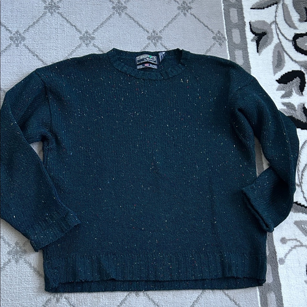 Vintage Woodstock Bernard Wool Classic Crewneck Sweater in Blue Green